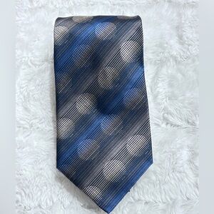 Jhane Barnes Men’s Blue‎ Gray Polka Dots 100% Silk Neck Tie Handmade in Italy